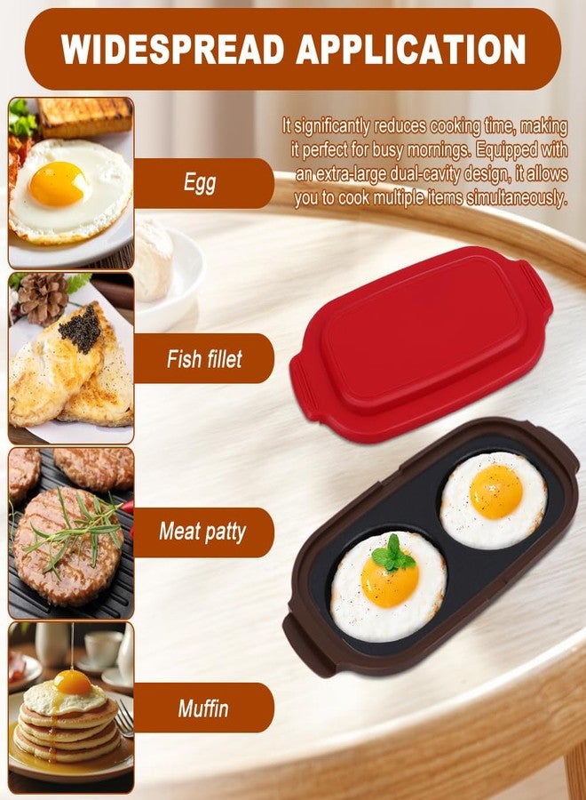 Giyochie Microwave Egg Cooker & Poacher, Dual Cavity Non-Stick Egg Maker for 2 Eggs Breakfast Sandwich, Muffins and Mini Omelets, Includes Spatula & Oil Brush for Home, Office, RV Travel - Image 5
